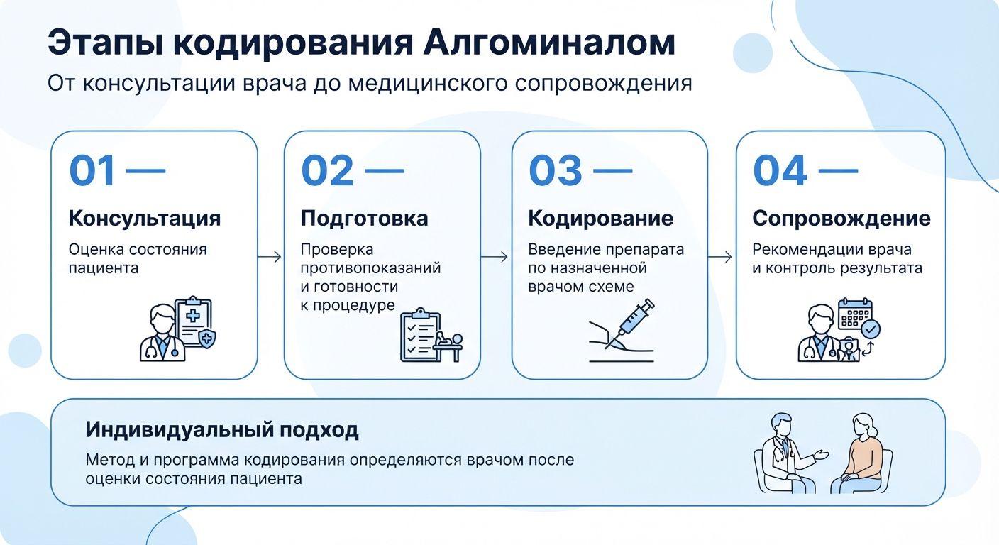 Кодирование препаратом «Алгоминал» в Мирнограде инфографика